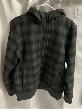 The North Face Men's Dark Gray Plaid Zip-Up Hoodie Size L
